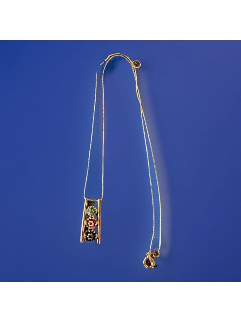 Sterling Silver 925 Gold Vermeil Sapphire Emerald Garnet Pendant Necklace Tested